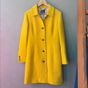 J. Crew Double Cloth Vibrant Yellow Lady Day Wool Coat, Small